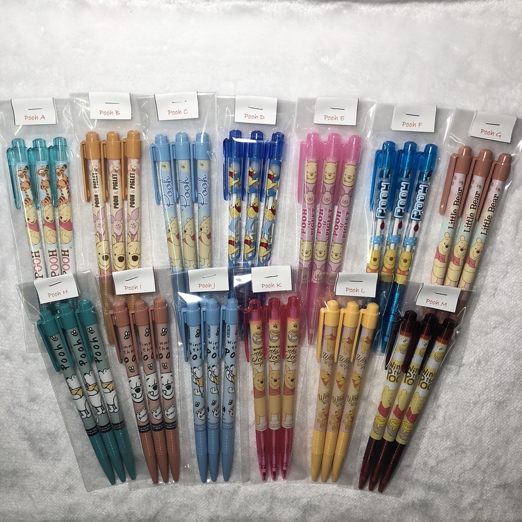 Update (24-4-2026) ปากกาลูกลื่นหมึกน้ำเงิน 0.38 แพ็ค 3 ด้าม ลาย Pooh ราคาแพ็คละ 35 - 41 บาท