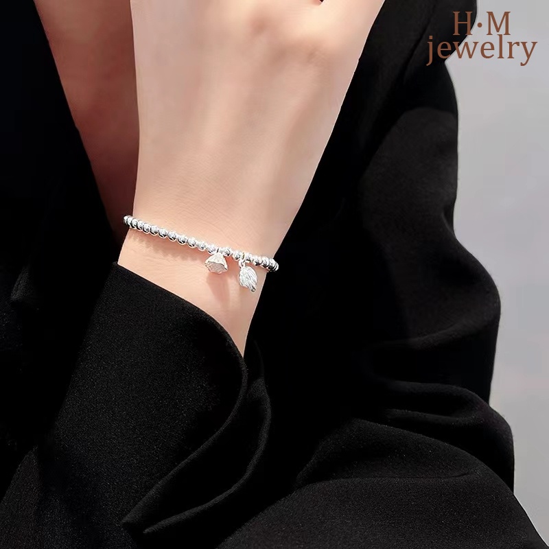 S925 Silver Lotus Seedpod Lotus Seed Lotus Two World Happy Bracelet