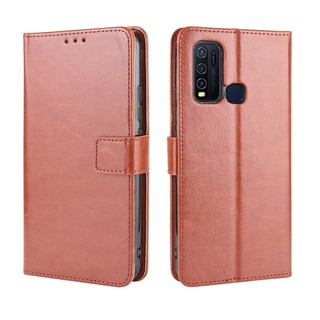 VIVO Y30 เคส Leather Case เคสโทรศัพท์ Stand Wallet VIVO Y30 Y 30 VIVOY30 เคสมือถือ Cover