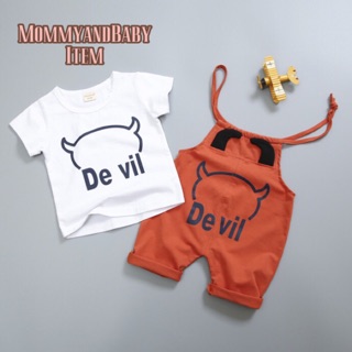 เสื้อยืดและเอี๊ยมสีส้มลายdevil