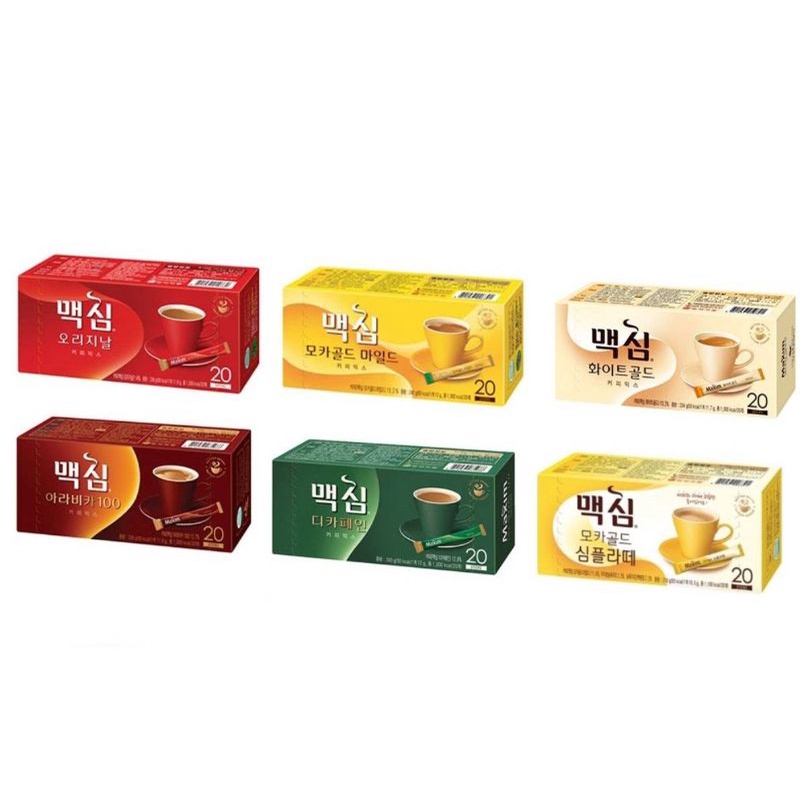 กาแฟเกาหลีMaxim,Coffee Mix,Original, Mocha Gold, Decaffeinated, White gold ขนาด 20 ซอง