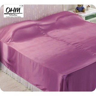 OHM ผ้าคลุมเตียง ผ้าซาตินแท้ 440 เส้น (เกรดพรีเมี่ยม) สีชมพูกลีบบัว