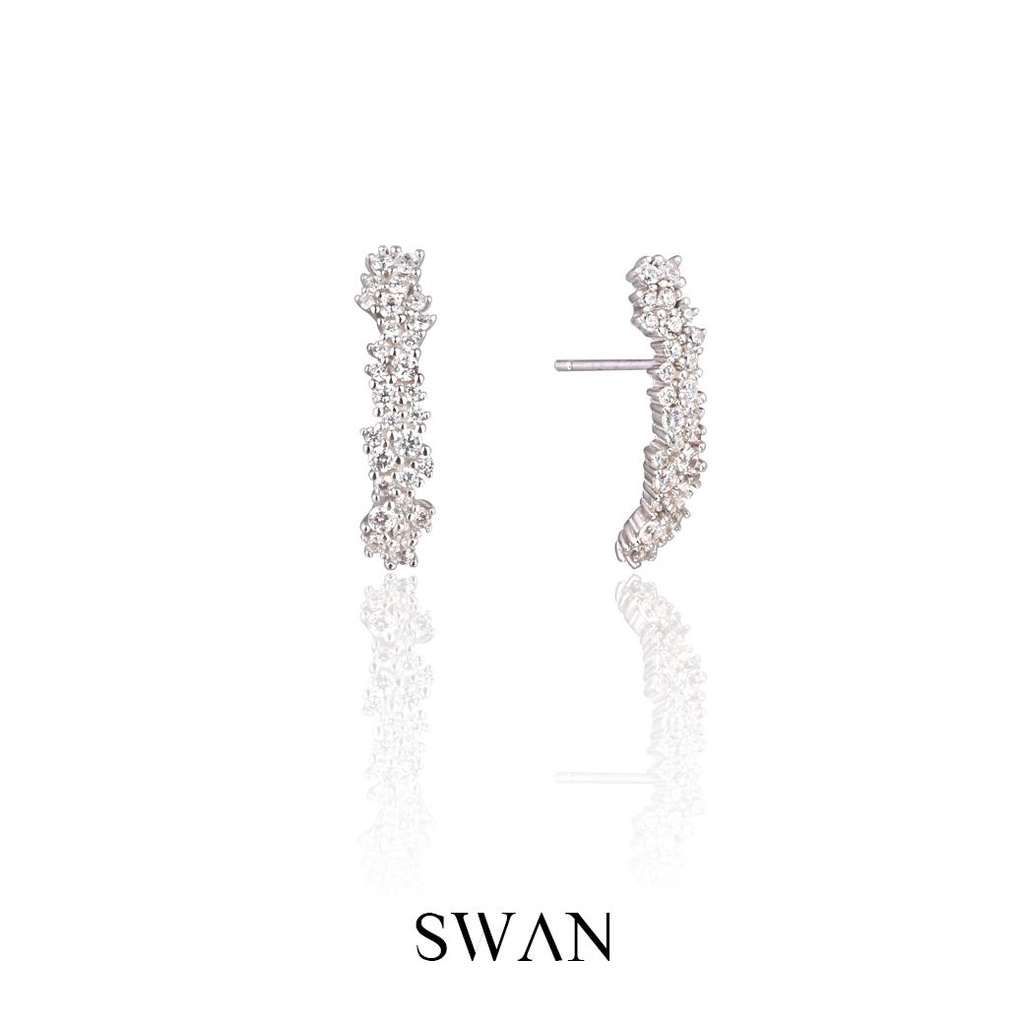SWAN - Olivia Ear Strip ต่างหูเงินแท้ ฝังเพชรคิวบิกเซอร์โคเนีย cubic zirconia