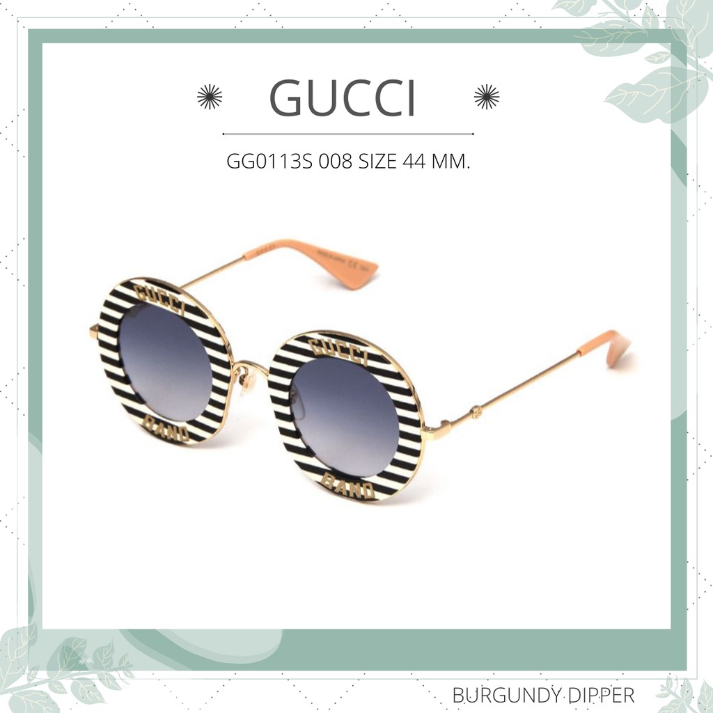 แว่นกันแดด GUCCI GG0113S 008 SIZE 44 MM. (BLACK – GOLD – BLUE)