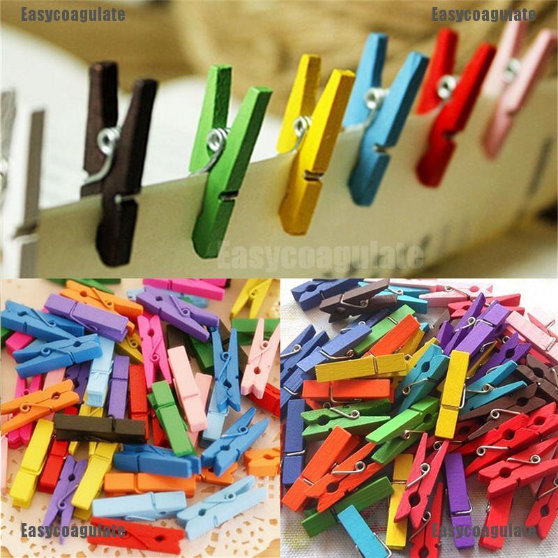 EasyCoagulate 50pcs Mini Natural Wooden Clothes Photo Paper Peg Clothespin Craft Clips Hot