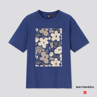 Uniqlo Marimekko เสื้อยืดคอกลม แขนสั้น พิมพ์ลาย สําหรับผู้ชาย และผู้หญิง 440697 Uniqlo