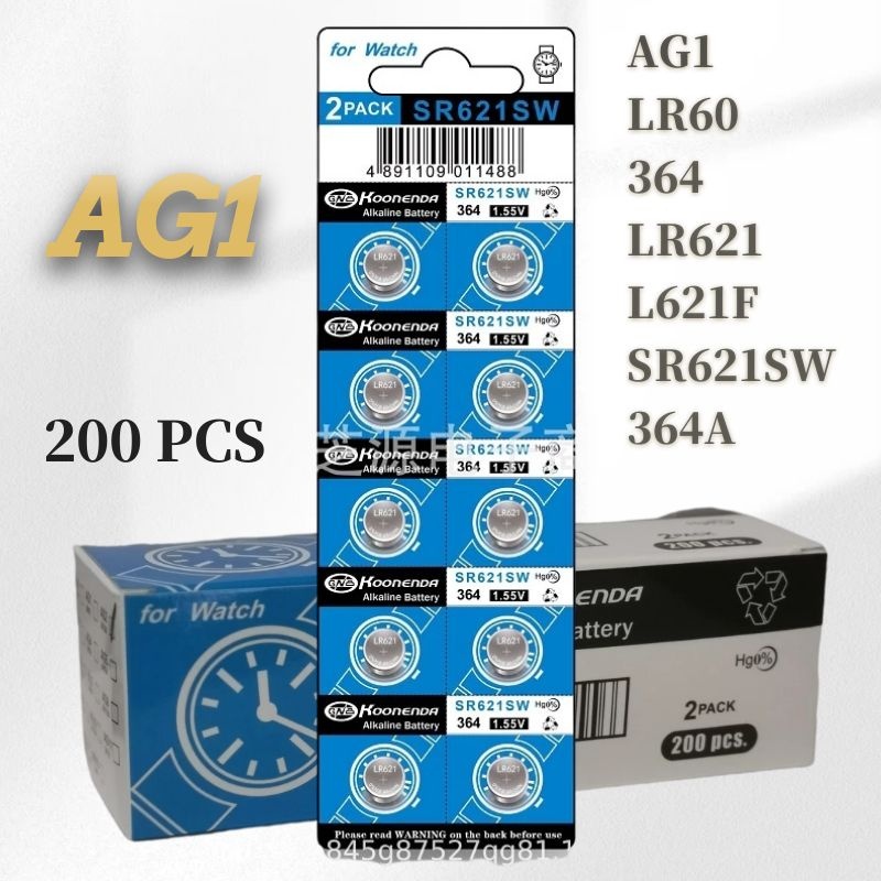 AG1 1.55V 200Pcs LR60 364 LR621 L621F SR621SW 364A Button Batteries For Watch Electronic Dictionary 