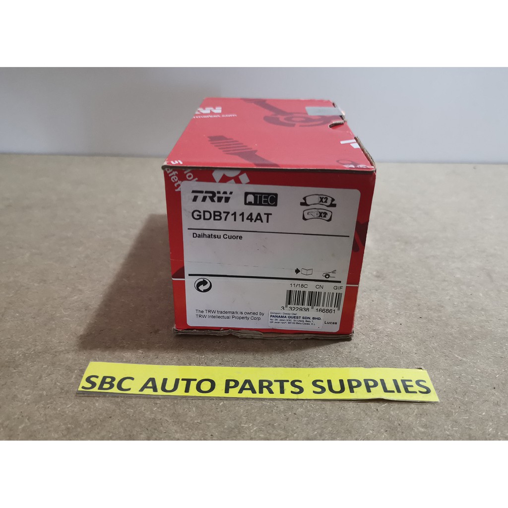 ผ้าเบรค TRW สําหรับ PERODUA VIVA PROTON JUARA MITSUBISHI ATTRAGE,MIRAGE,