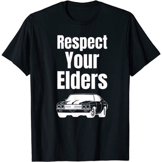 เสื้อคู่รัก เสื้อคนอ้วน New Funny Car Guy Gift - Respect Your Elders Classic Muscle Car T-Shirt sale