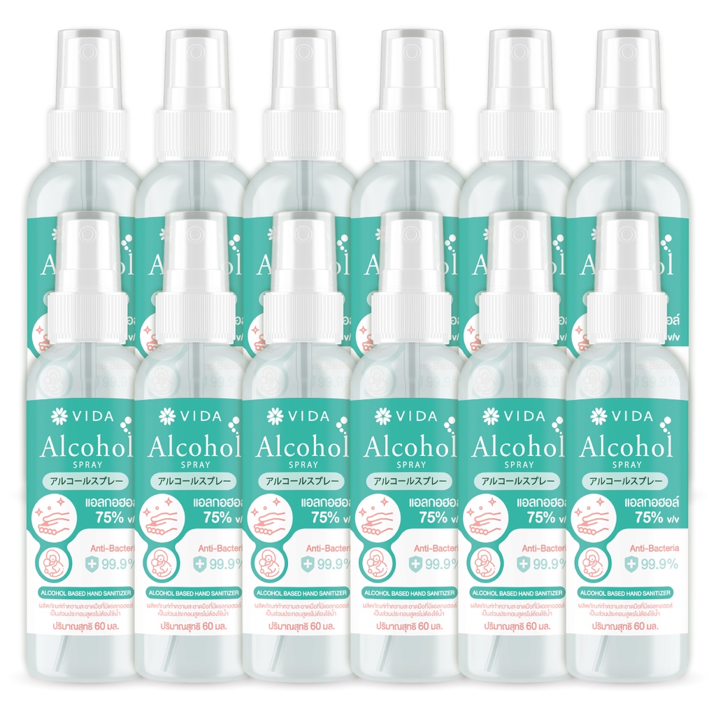 [Hot Item] VIDA SPRAY ALCOHOL 75% (วีด้า สเปรย์ แอลกอฮอล์ ) 12 ขวด