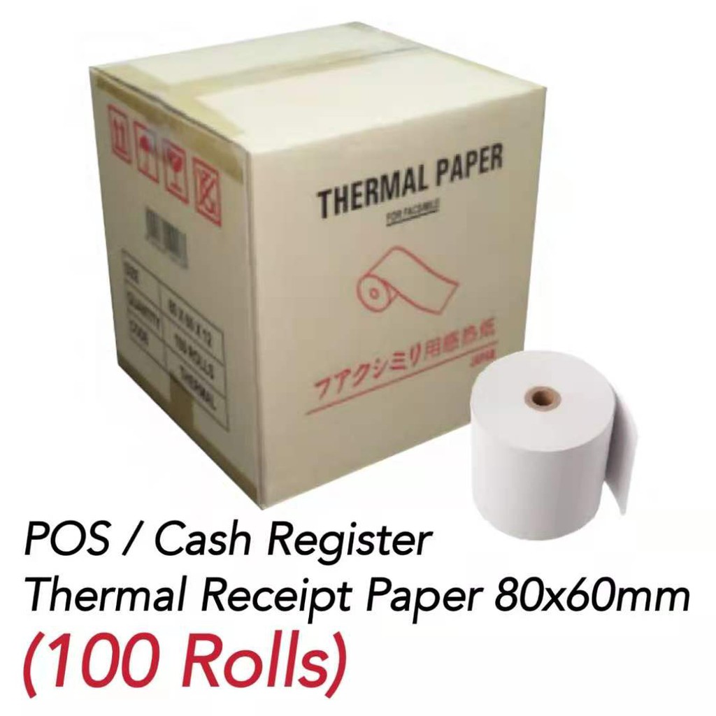 100 ม้วน u us Thermal Receip ut Paper 80x60mm POS / เครื่องบันทึกเงินสด