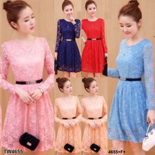 GN4655 **รบกวนสอบถามก่อนสั่งซื้อจ้า**  Dress เดรสลูกไม้แขนยาว