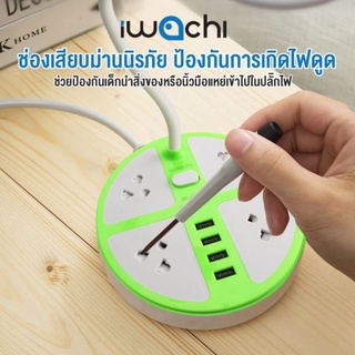 IWACHI โคมไฟLED ตั้งโต๊ะ ปรับหมุนทิศทางได้ 360 องศา พร้อมปลั๊กพ่วงในตัว + USB 4 ช่