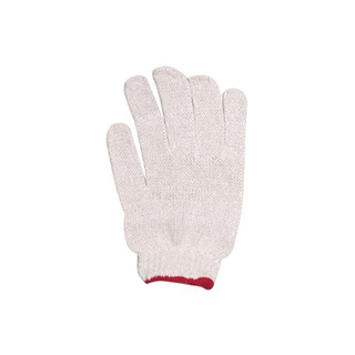 ถุงมือผ้าดิบ ขอบแดง พี.เค. Calico red edge glove PK