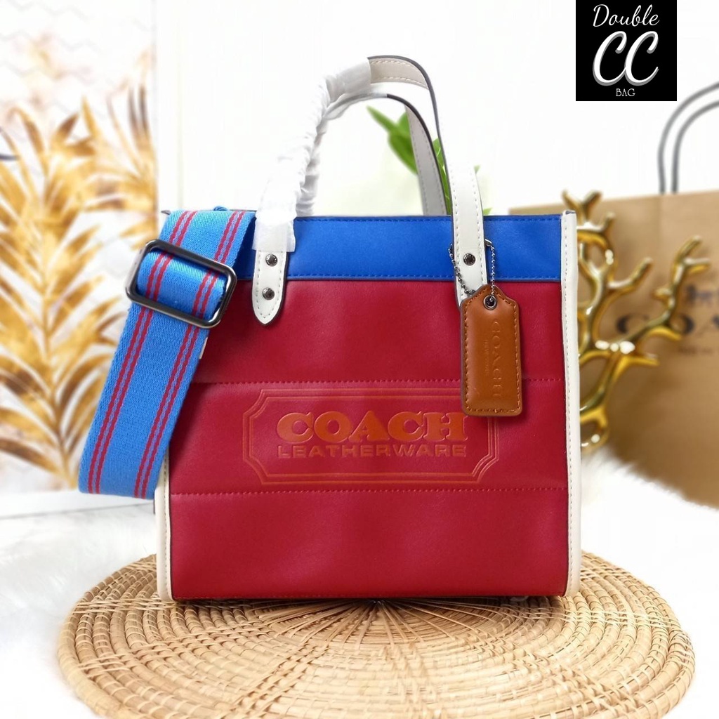 (แท้ 💯%‼ Factory) COACH FIELD TOTE 22 WITH COLORBLOCK QUILTING AND COACH BADGE