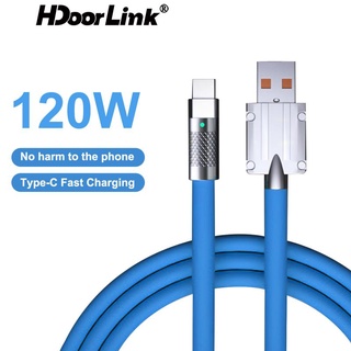 Hdoolink 120W 6A Super Fast Charge Type-C สายเคเบิลซิลิโคนเหลว ชาร์จเร็ว สายเคเบิล USB สําหรับ Huawei xiaomi USB Bold Data Line