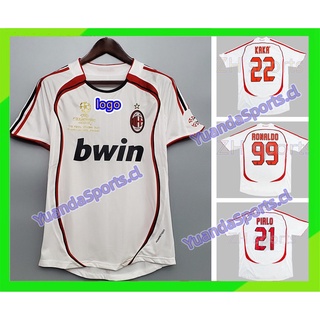 เสื้อกีฬาแขนสั้น ลายทีมชาติฟุตบอล Milan 2006/2007 AC 06/07 KAKA 22 PIRLO 21 RONALDO 99