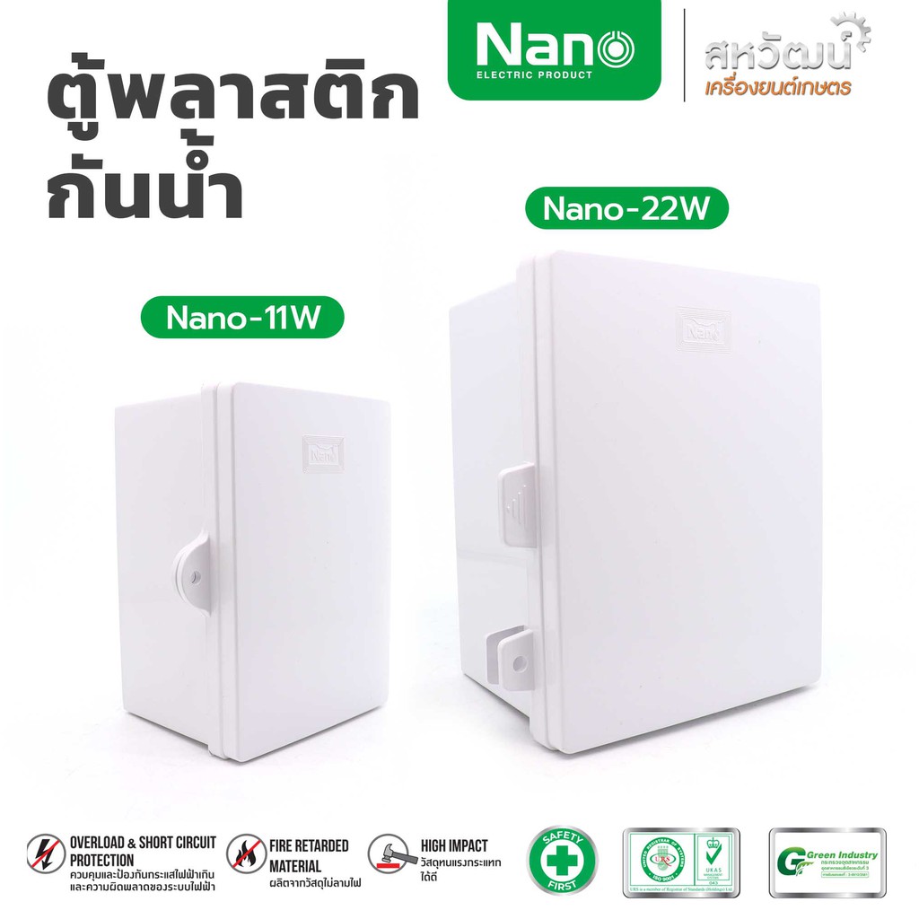 NANO ตู้กันน้ำ ตู้พลาสติก ตู้ไฟ กันน้ำ สีขาว ฝาทึบ NANO-11W / NANO- 22W ฝาใส NANO-11CW / NANO-22CW