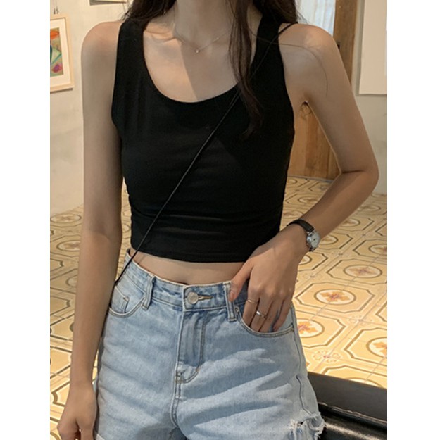 พร้อมส่ง เสื้อครอป V หลัง คอยู หลากสี สดใส ใส่สบาย