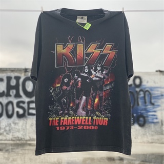 Kiss เสื้อยืดแขนสั้น พิมพ์ลายวงร็อคร็อค โลหะ สไตล์เรโทร เหมาะกับฤดูร้อน