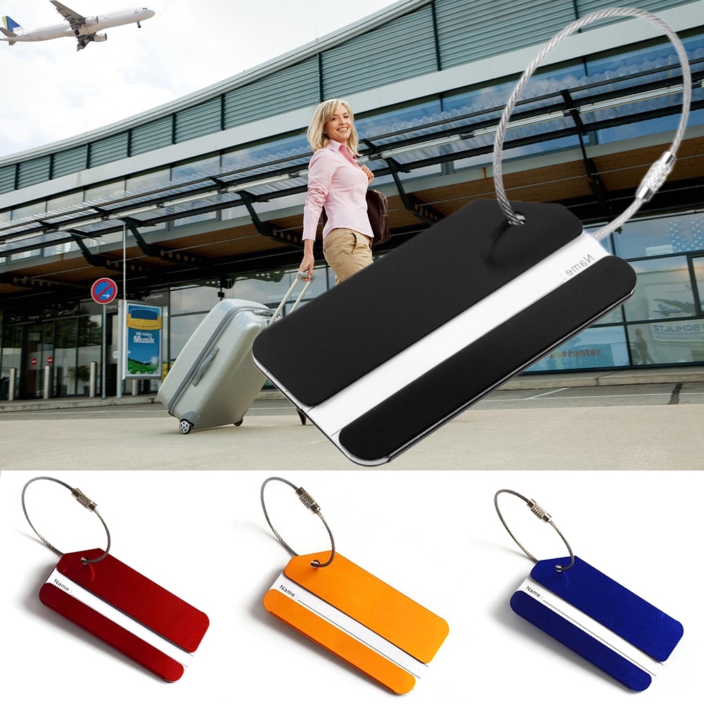 bright colored luggage tags