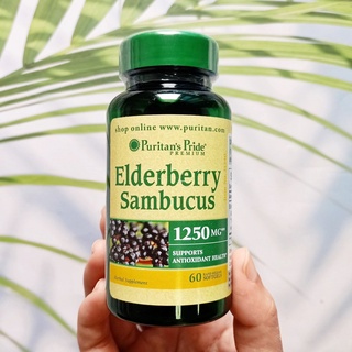 น้ำอัลเดอร์เบอร์รี่สกัด Elderberry Sambucus 1250 mg 60 Softgels (Puritans Pride®)