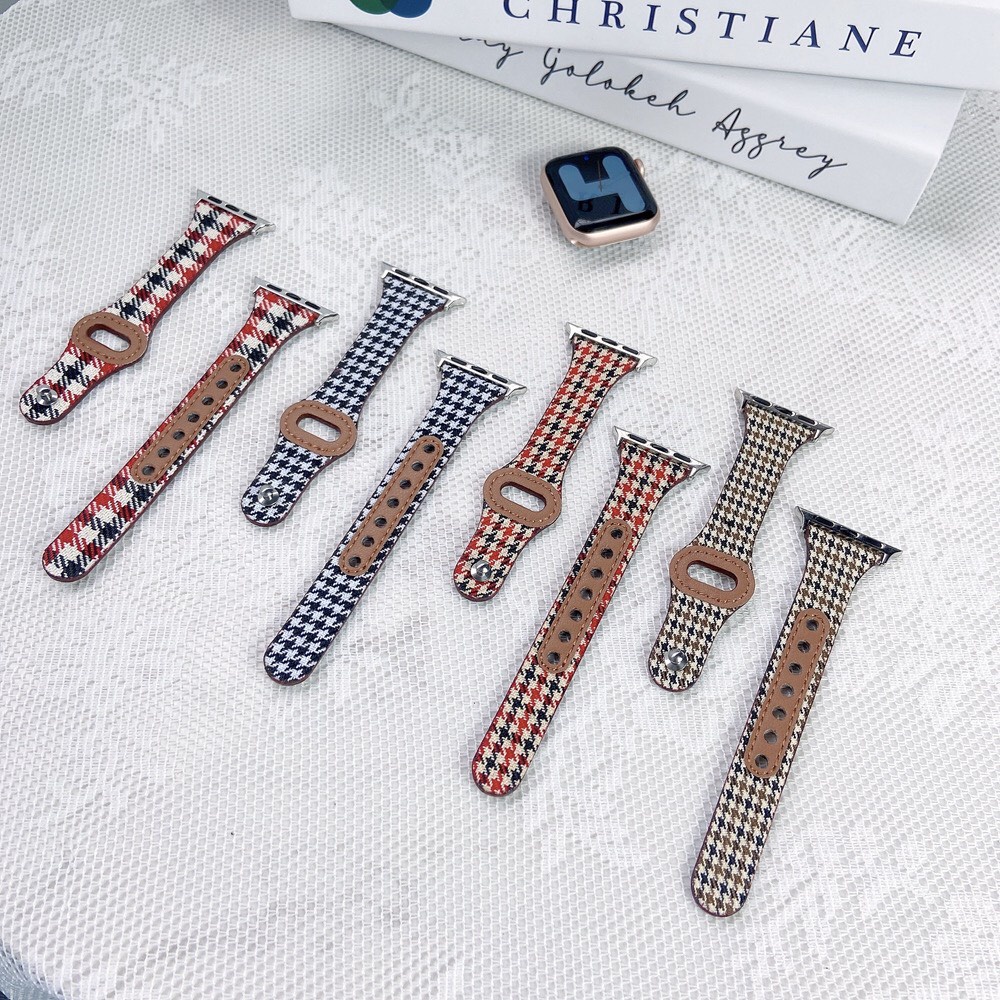 มาใหม่ [ พร้อมส่งในไทย 🇹🇭🇹🇭🇹🇭 ] สายหนังเส้นเล็ก ลายตาราง BB For AW Series Se 6 5 4 3 2 1 T500 W56 W5