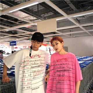 เสื้อโอเวอร์ไซส์สีขาวลายชัดสวยๆ