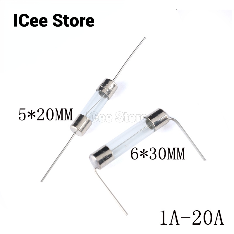 ฟิวส์หลอดแก้ว 5x20 มม. 250V 1A 2A 3A 4A 5A 6.3A 10A 15A 20A 10 ชิ้น