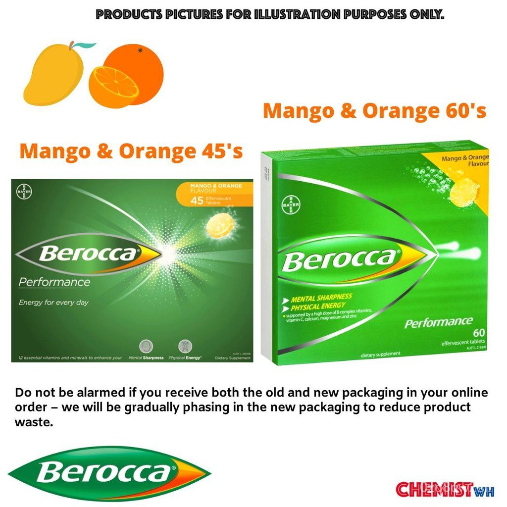 BEROCCA Performance Orange Original Berry Raspberry Blackcurrant Mango ...