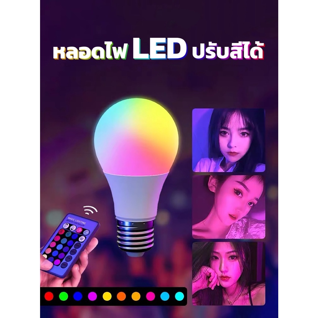 หลอดไฟ LED. 27สี สมารถรควบคุมเสียงเพลงโคมไฟหลายสีหลอดไฟ LED สำหรับโคมไฟ เหมาะกับงานปาร์ตี้ สร้างสีสันในงาน สร้างสีสันในง