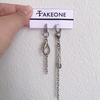 🛠Handmade ⛓ต่างหูโซ่สแตนเลสเข็มกลัดก้ามปู
