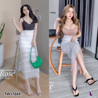 SS17649 แม็กซี่เดรสสายเดี่ยว กระโปรชั้นแต่งลูกไม้ one line maxi dress lace skirt