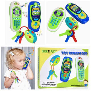 Click N Play Pretend Play Cell Phone TV Remote &amp; Car Key Accessory Playset for Kids with Lights Music &amp; Sounds