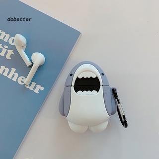 &lt;Dobetter&gt; เคสหูฟังไร้สาย ซิลิโคน ลายการ์ตูนฉลาม 3D กันน้ํา ติดตั้งง่าย