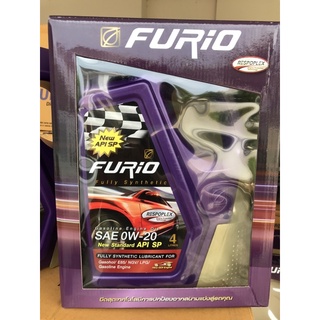 น้ำมันเครื่องเบนซิน Furio Fully Synthetic 0w-20 สังเคราะห์แท้ 100% api sp ขนาด 4 ลิตร