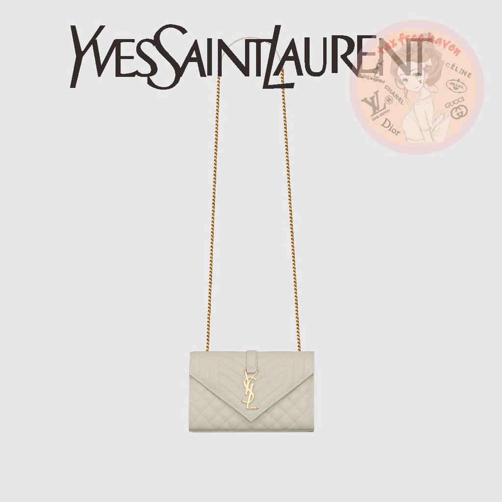 ราคาต่ำสุดของ Shopee 🔥 ของแท้ 100% 🎁YSL/Yves Saint Laurent แบรนด์ใหม่ ENVELOPPE กระเป๋าหนังลายนูนขนาดเล็ก
