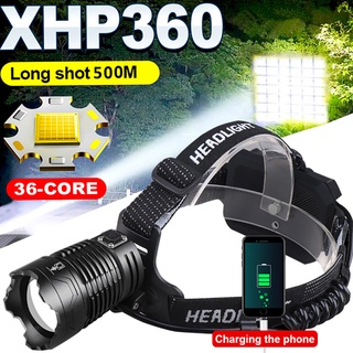 ไฟหน้า LED ซูมได้ 50000LM XHP360 36 แกน