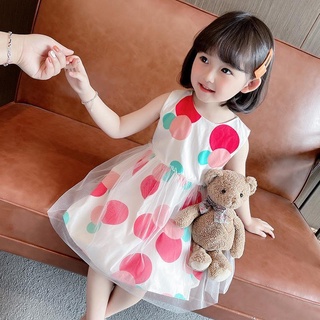 💞👗💞เดรสเด็กผู้หญิงผ้าตาข่ายลายจุด 2022 เวอร์ชั่นเกาหลีของใหม่ ชุดเดรสน่ารักสไตล์ฝรั่ง