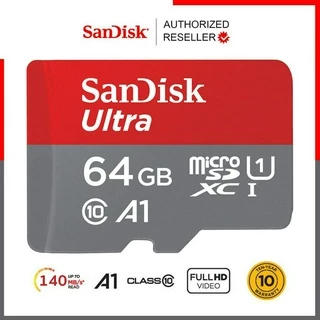 SanDisk Ultra Micro SD Card 64GB Class10 A1Speed 140mb/s (SDSQUAB-064G-GN6MN) เมมโมรี่การ์ด โทรศัพท์