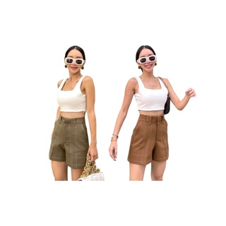 (ลด 10% ใส่โค้ด WFQLYC) พร้อมส่ง🧵 ป้าย promthong รุ่น Selena high-waist short pants กางเกง ขาสั้น เอวสูง เนื้อผ้า Tesl