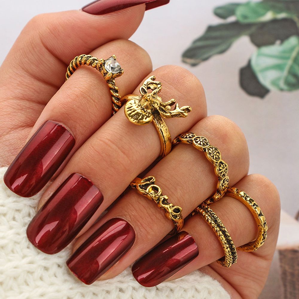 Midi Ring Ethnic Beach Antique Gold Mid Index Finger Rings Elk Deer ...