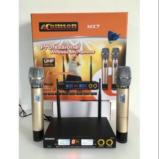 COMSON ไมโครโฟนไร้สาย/ไมค์ลอยคู่ UHF ประชุม ร้องเพลง พูด WIRELESS Microphone รุ่น MX7 ฟรีกระเป๋าพกพา