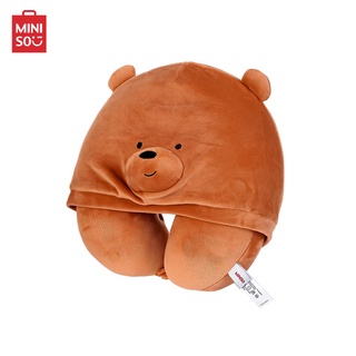 MINISO หมอนรองคอ หมอน หมอนรองคอตัวUมีฮู้ด อุปกรณ์เสริมสำหรับเดินทาง กระเป๋าเดินทาง We Bare Bears