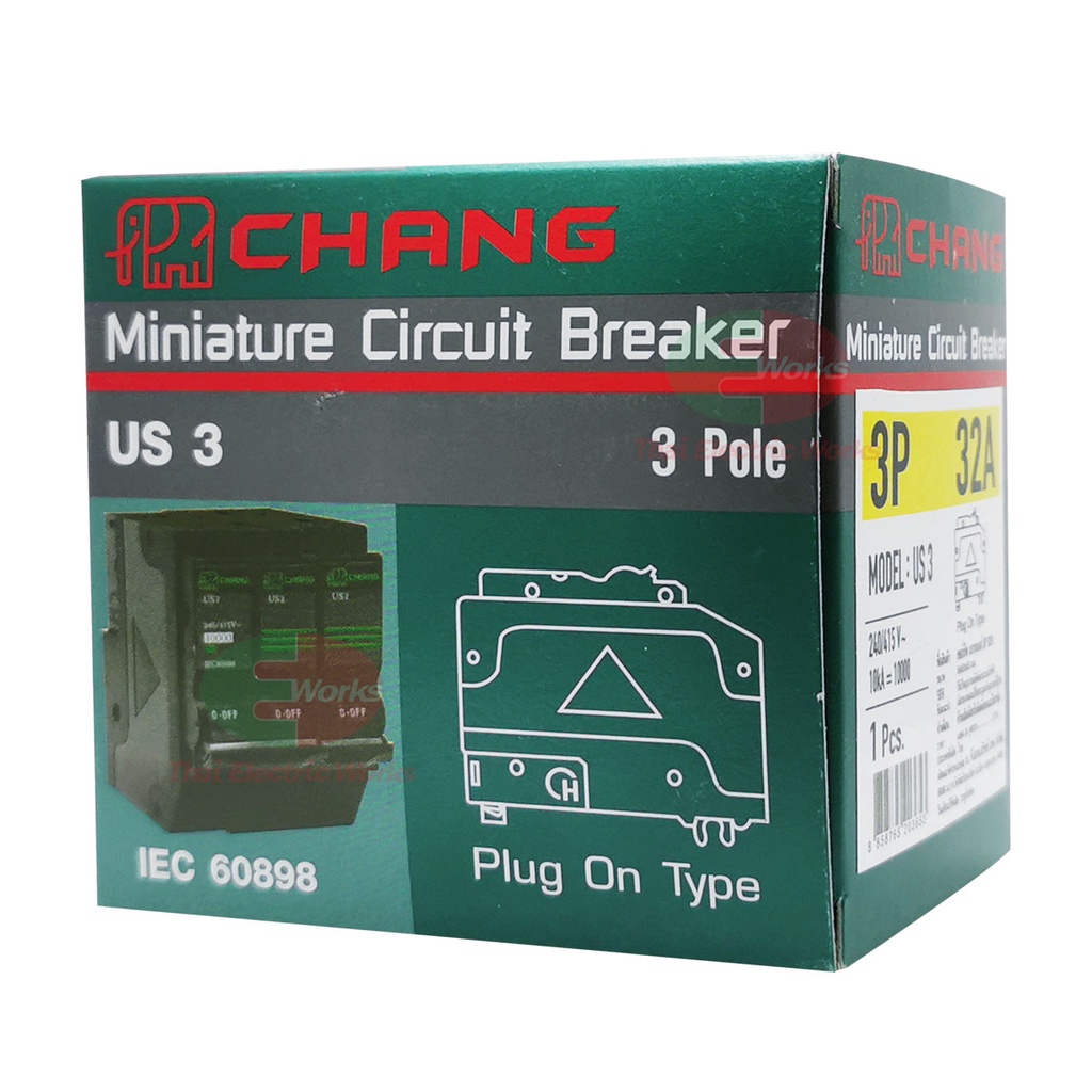 CHANG เซอร์กิตเบรกเกอร์ 3โพล 32A, 40A, 50A, 63A 10kA 3P Circuit Breaker ช้าง เบรกเกอร์ - รูปที่ 3