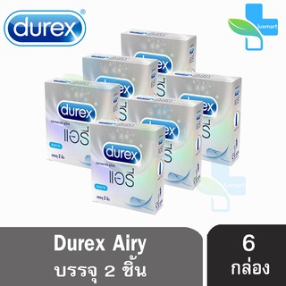 Durex Airy ดูเร็กซ์ แอรี่ ขนาด 52 มม บรรจุ 2 ชิ้น [6 กล่อง] ถุงยางอนามัย ผิวเรียบ condom ถุงยาง