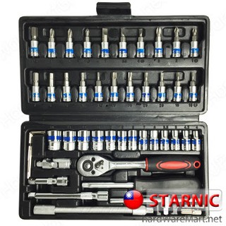 STARNIC บ๊อกชุด รู1/4" 6p 47ตัวชุด มิล CSN-558 socket set