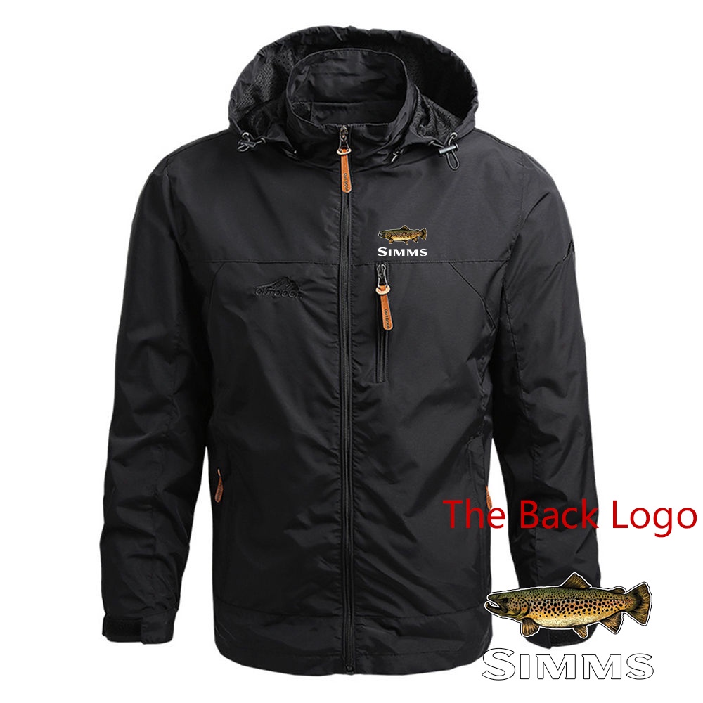 Simms Fishing 2022 Men's New Long Sleeves Waterproof Jackets Zip Hooded Outdoor Windbreaker Windproof Fashion Coat T #4