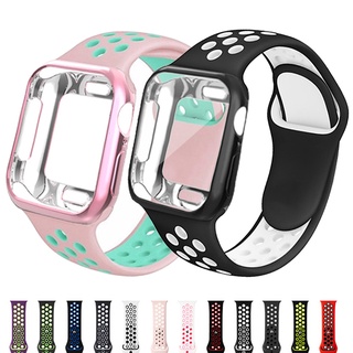 สายรัดซิลิโคนสร้อยข้อมือสีคู่พร้อมกรณีสำหรับ iWatch Series 11/10/9/8/7/6/5/4/3 / SE Ultra 49mm 46mm 45mm 41mm 44mm 40mm 42mm 38mm