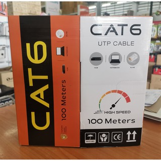 สายแลน 100เมตร UTP LAN CABLE CAT6 100M INDOOR สีขาว ยีห้อ SUN